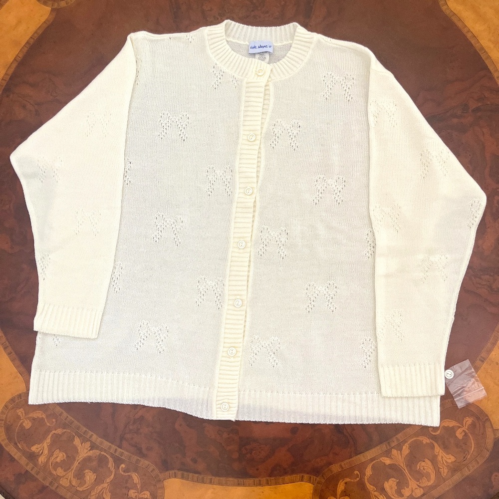 Vintage Vicki Wayne's White Sweater Boho Cardigan Size 3X